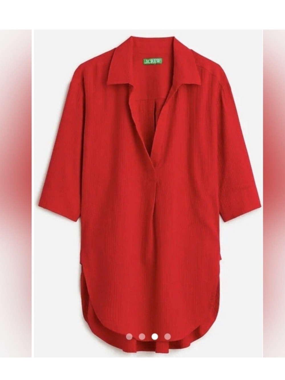 J. Crew Red Popover Shirt in Airy Gauze NWOT